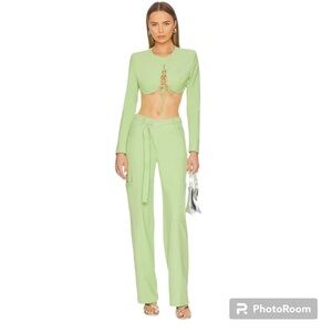 NWT Camila Coelho Olive Cargo Pants in Celery Green